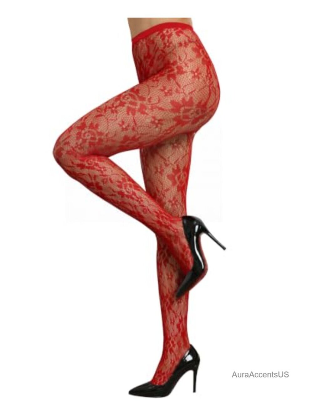 Women's Floral Fishnet Stockings High Waist Lace Tights